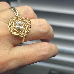 Artisan Unique Nest Gold Tone Ring 5 1/2. Made in Los Angeles